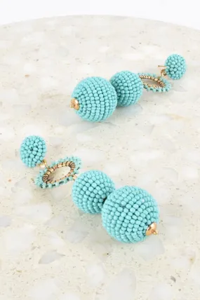 Adorne | Capri Sea Bead Statement Earrings | Teal