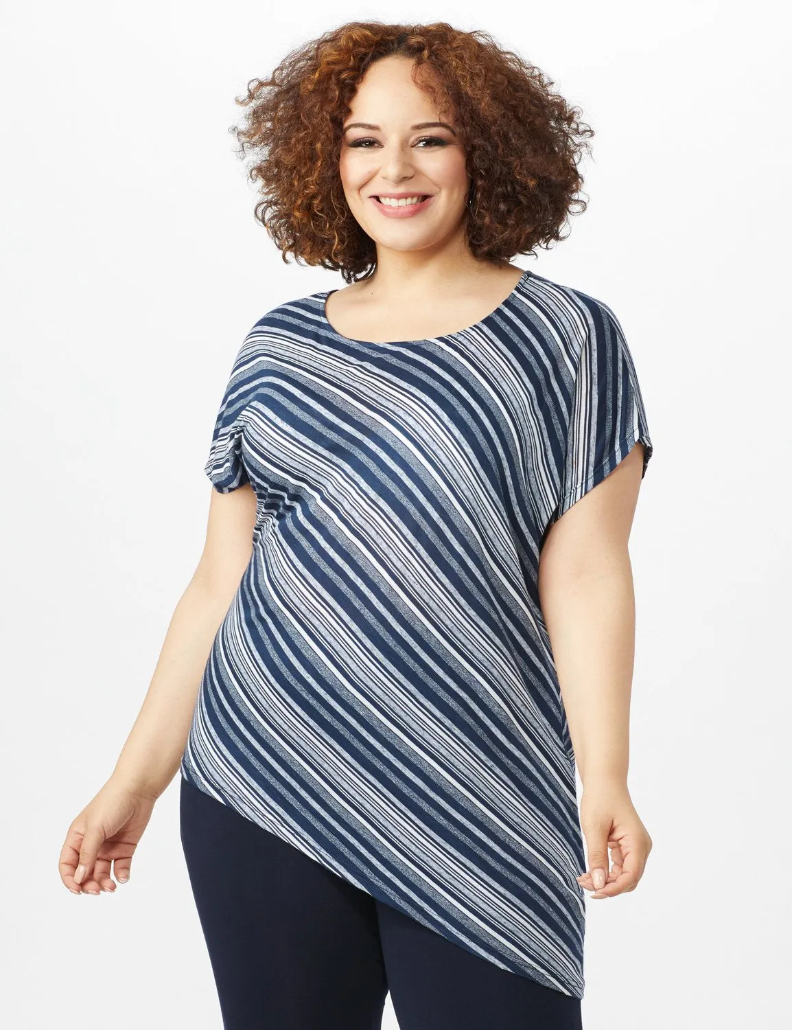 Asymmetrical Striped Knit Tunic