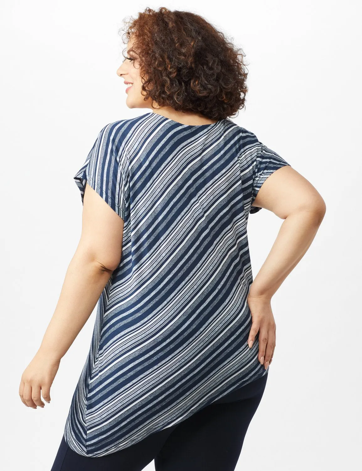 Asymmetrical Striped Knit Tunic
