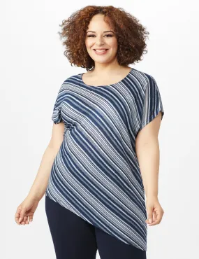 Asymmetrical Striped Knit Tunic