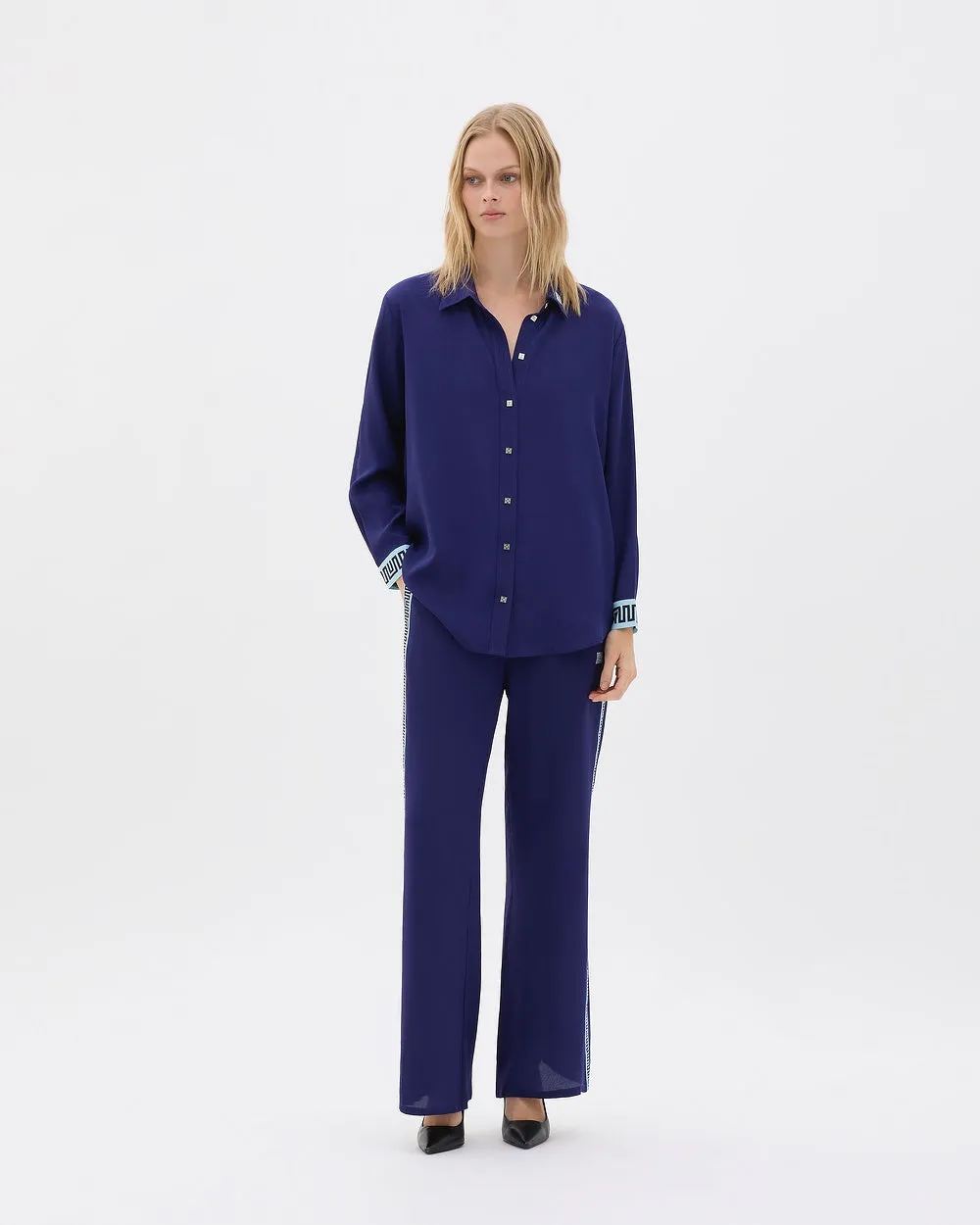 Muma World Deep Sea Contrast Long Sleeve Shirt in Navy