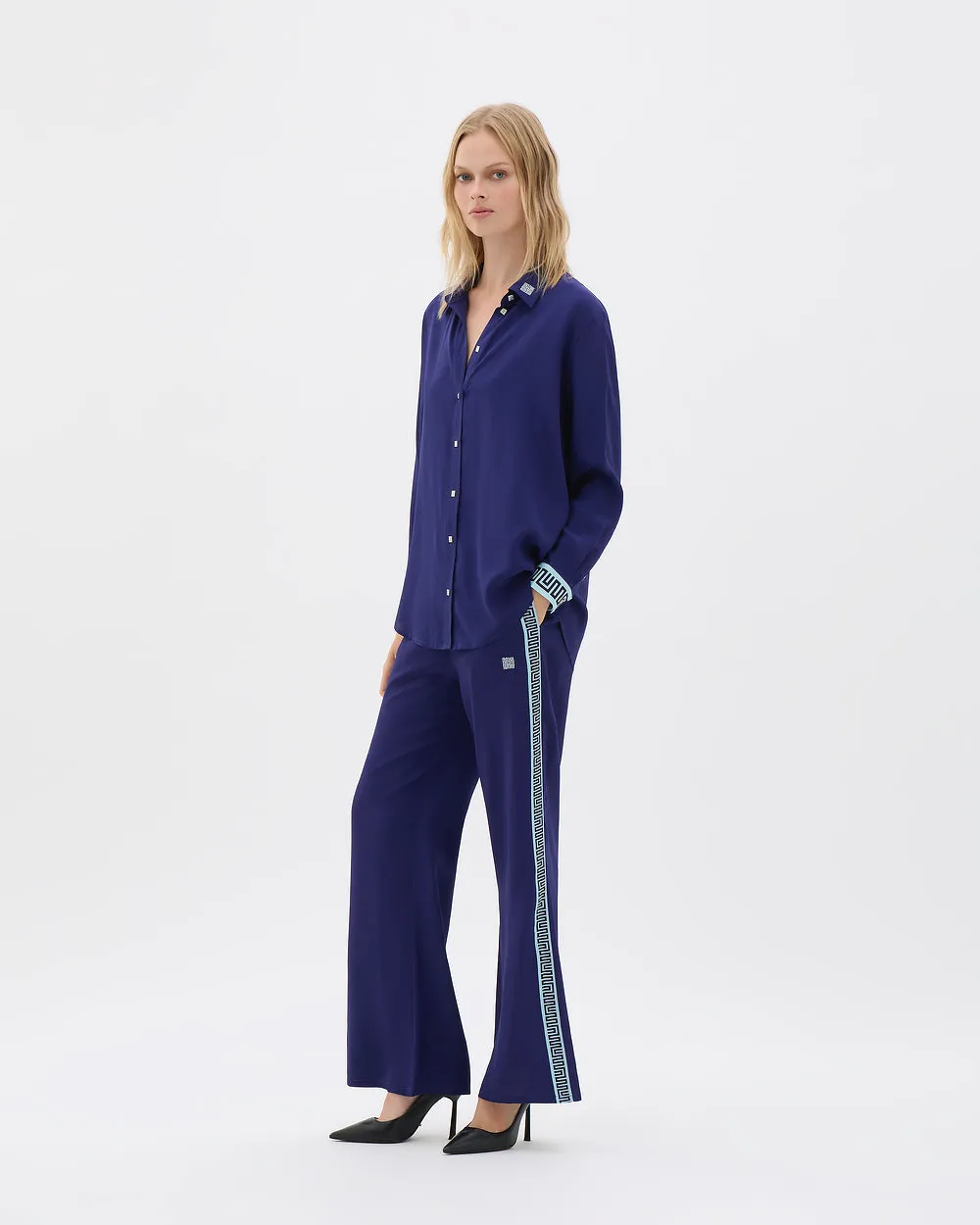Muma World Deep Sea Contrast Long Sleeve Shirt in Navy