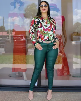 Rigth Stardards Faux Leather  Skinny Pants Deep Green